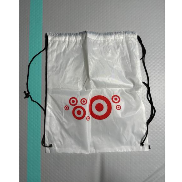 Target White Red Bullseye Logo Promotional Drawstring Backpack Cinch Sack Bag - Picture 7 of 7